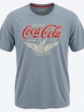 Coca-Cola Enjoy Served Ice Cold Winged Bottle Graphic T-Shirt Slate Blue 2XL